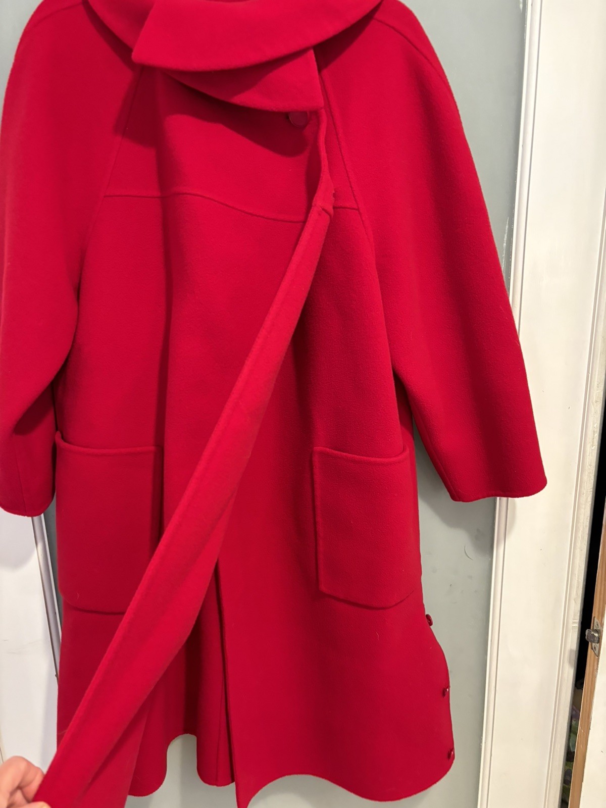 Bernard Perris Paris Vintage 100% Red Wool Pea Coat XL