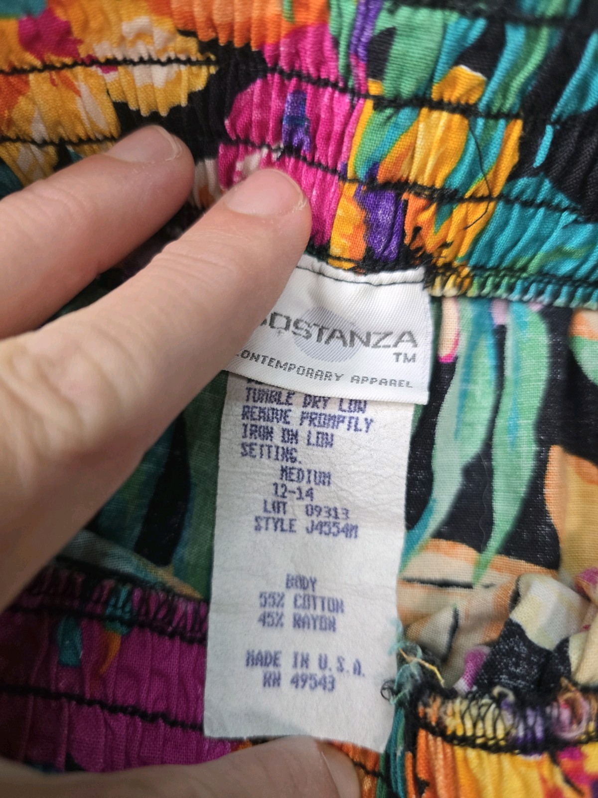 Vintage 80s Medium M Sostanza Multicolor Shorts Stretch Elastic Floral USA Beach
