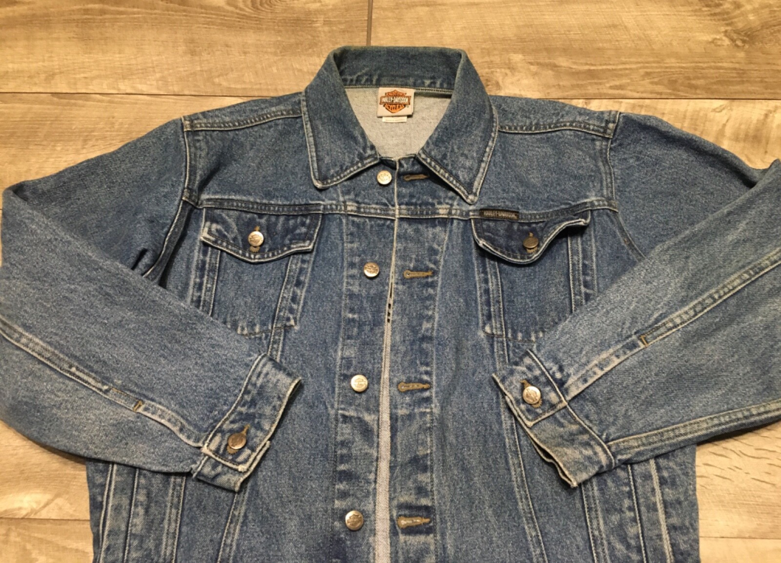 Vintage Harley-Davidson Motorcycles Denim Jean Jacket Womens Size XLarge 18 Blue