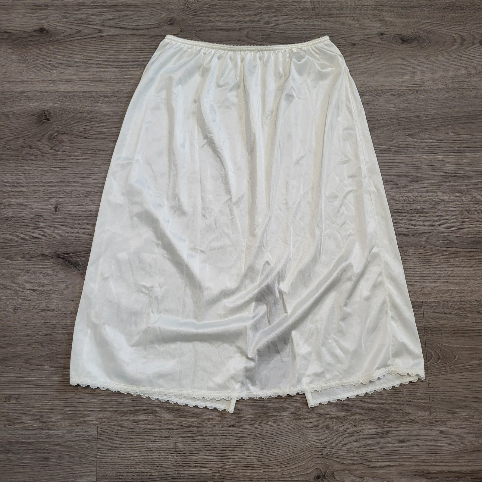 Warners Vintage White Antron III Nylon Lace Trim Half Slip Skirt size Large