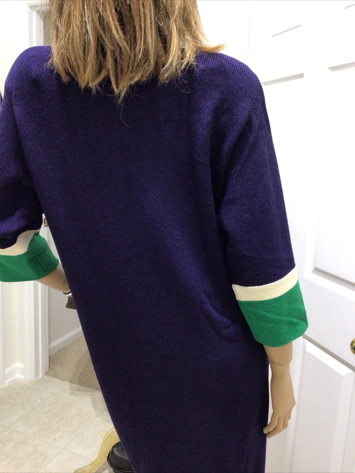 THE MICHAEL COLLECTION SANTANA KNOT DRESS SIZE MEDIUM VINTAGE NAVY GREEN