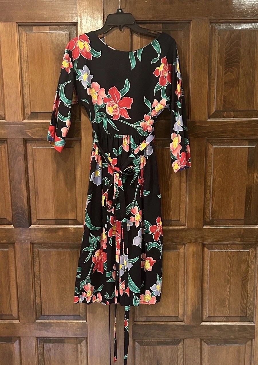 Vintage Barboglio Cristina Jan Vibrant Floral Hawaiian Cotton Dress Size 6