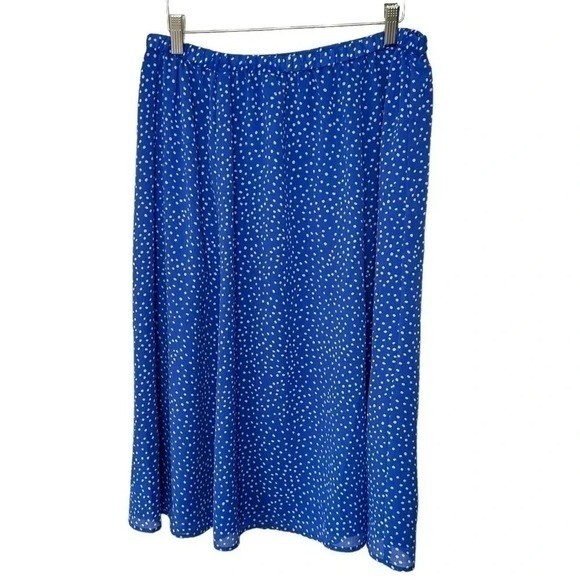 The Tog Shop Skirt Suit 14 Blue Polka Dot Short Sleeve Button Up Vintage Set