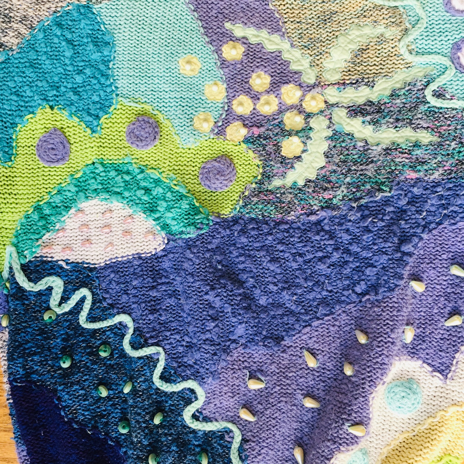 Mariea Kim Vintage Wool Blend Ocean Seashell Sweater Size MEDIUM