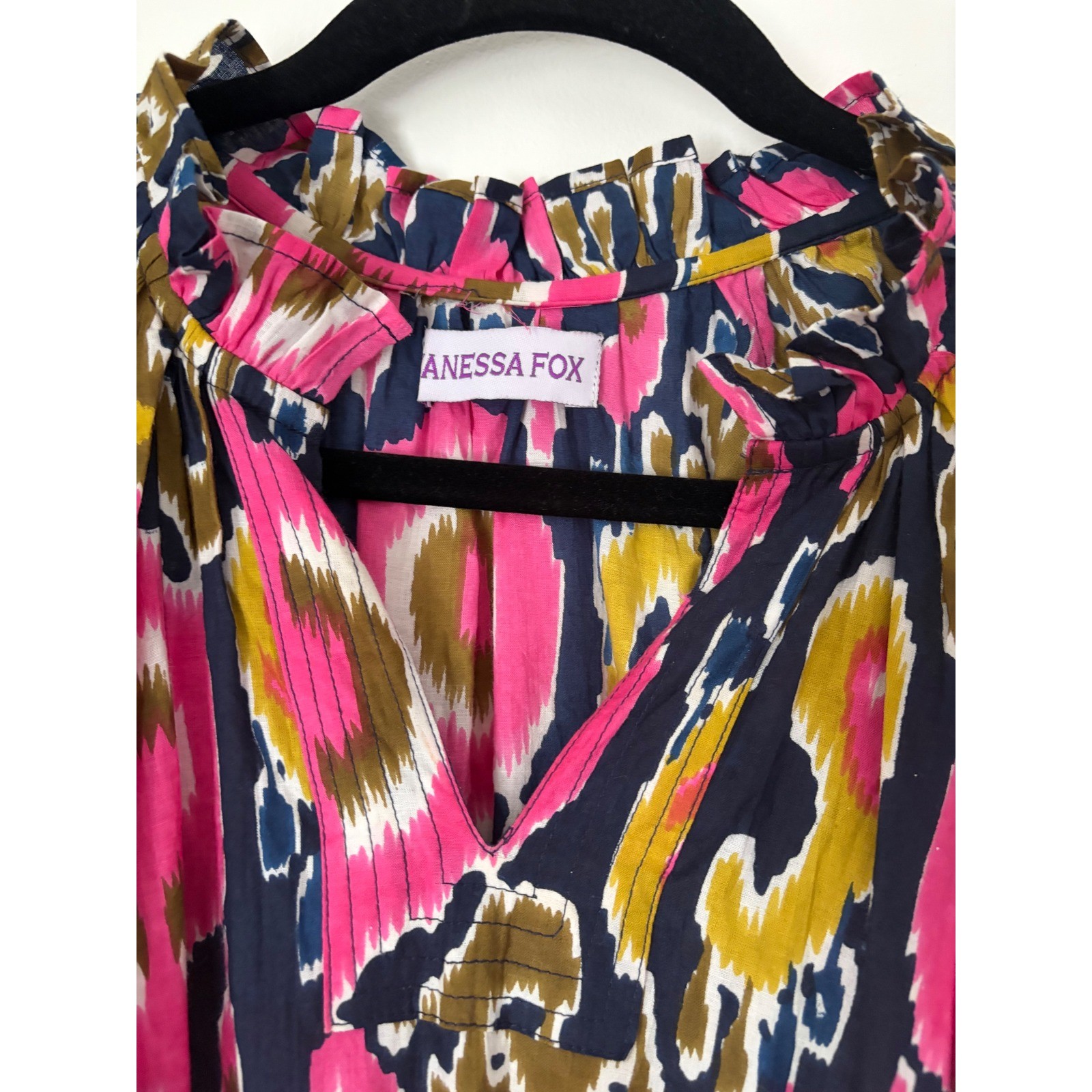 Vanessa Fox The Lowell Boho Ikat Belted Cotton Dress Size Medium