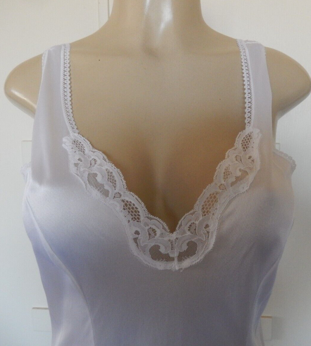 Slip / Nightgown greenco Maid full White Lace Nighty Wide Strap S 38 100% Nylon