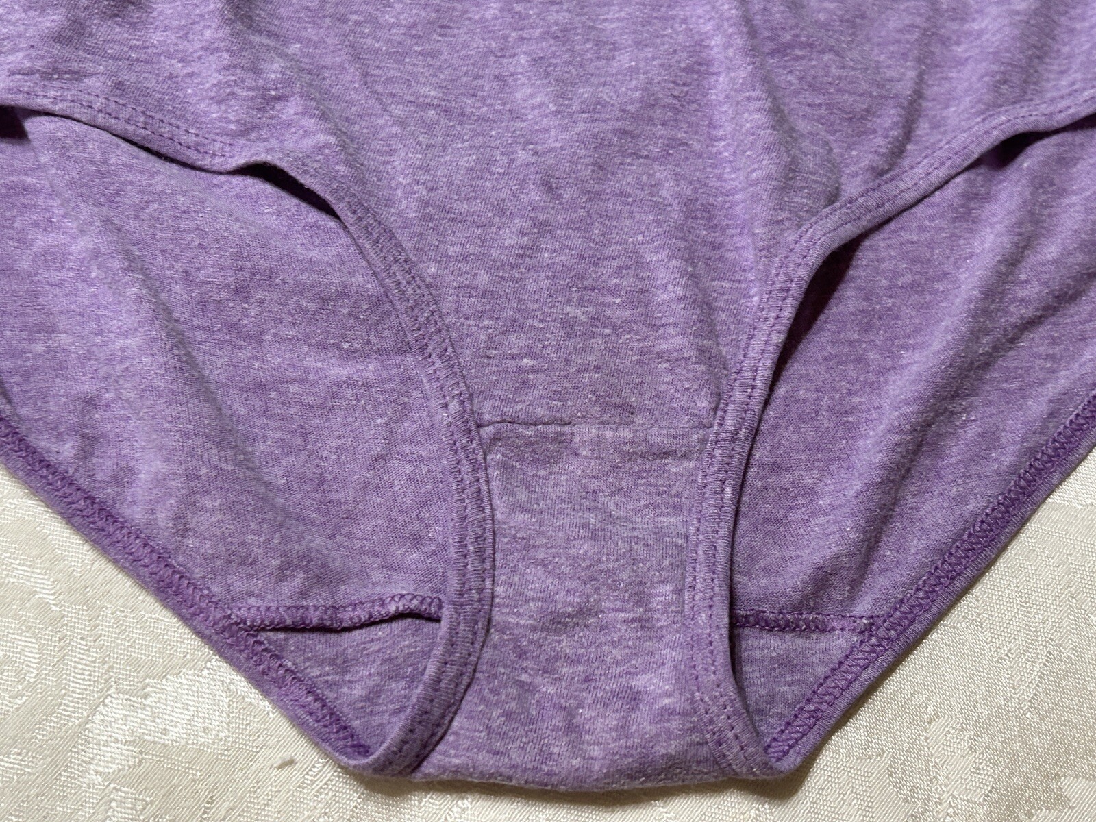 Vtg HANES Cotton Blend Signature Waistband 7/L Purple Heather Brief Panties