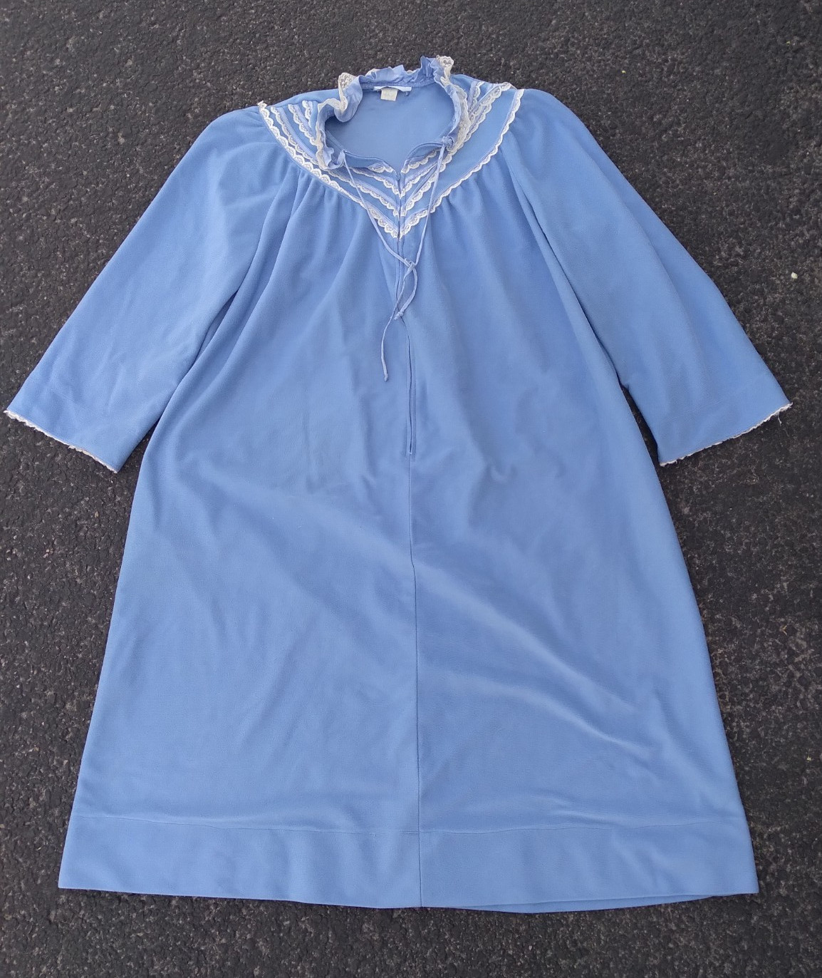 Vintage Tiffany Night Gown Loungewear Medium Blue Lace Sleep Wear Pockets