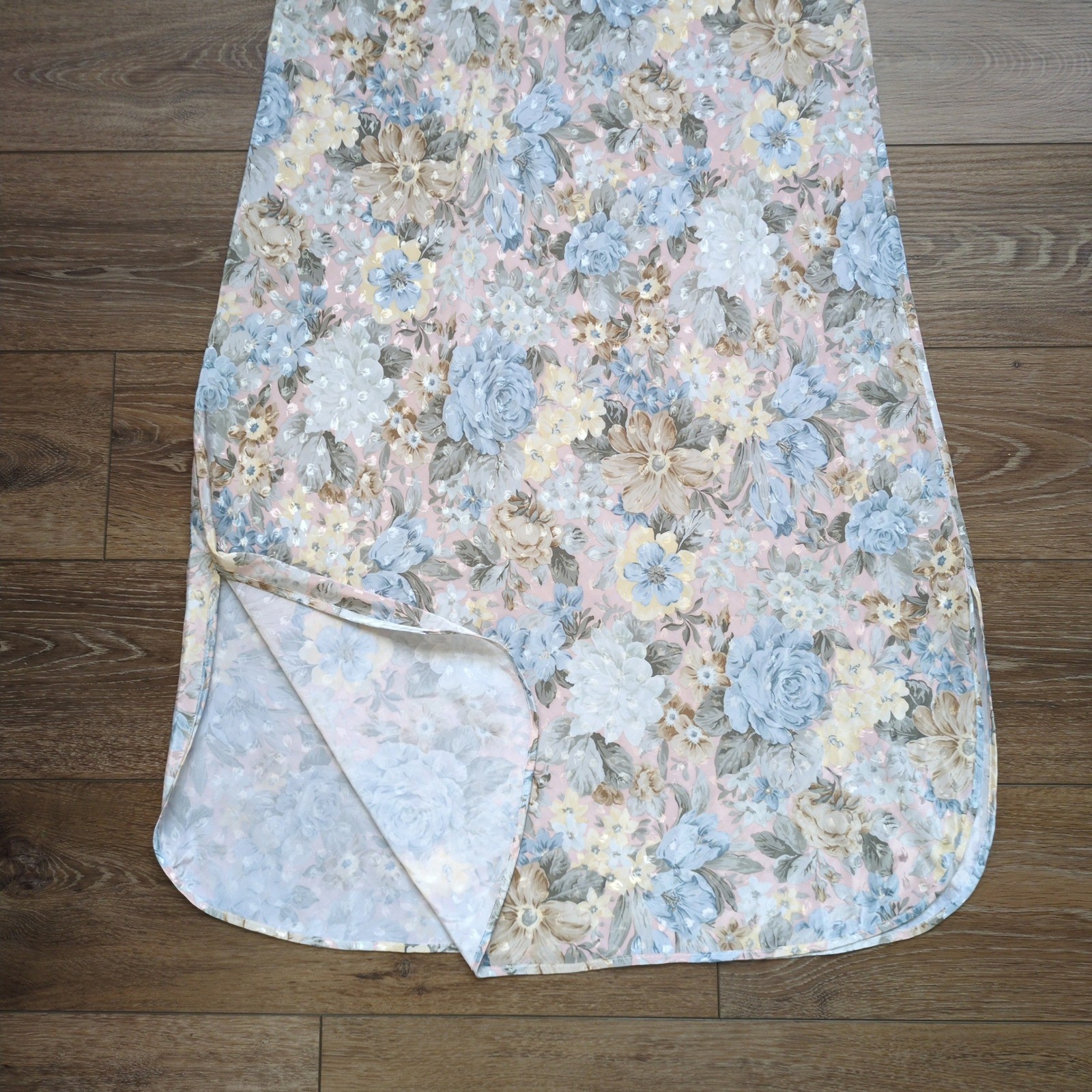 Vtg Diamond Tea Floral Nightgown Slip Dress Spaghetti Strap Side Slit Large