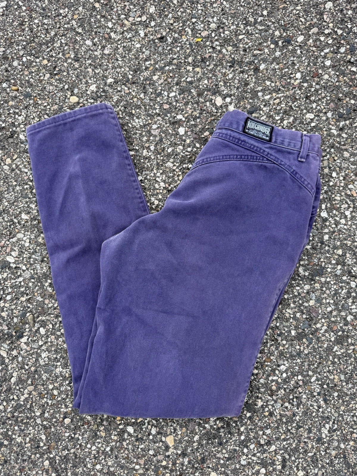 Vintage Roughrider Purple Jeans 36×34 USA Made Western V-Yoke High Rise Denim