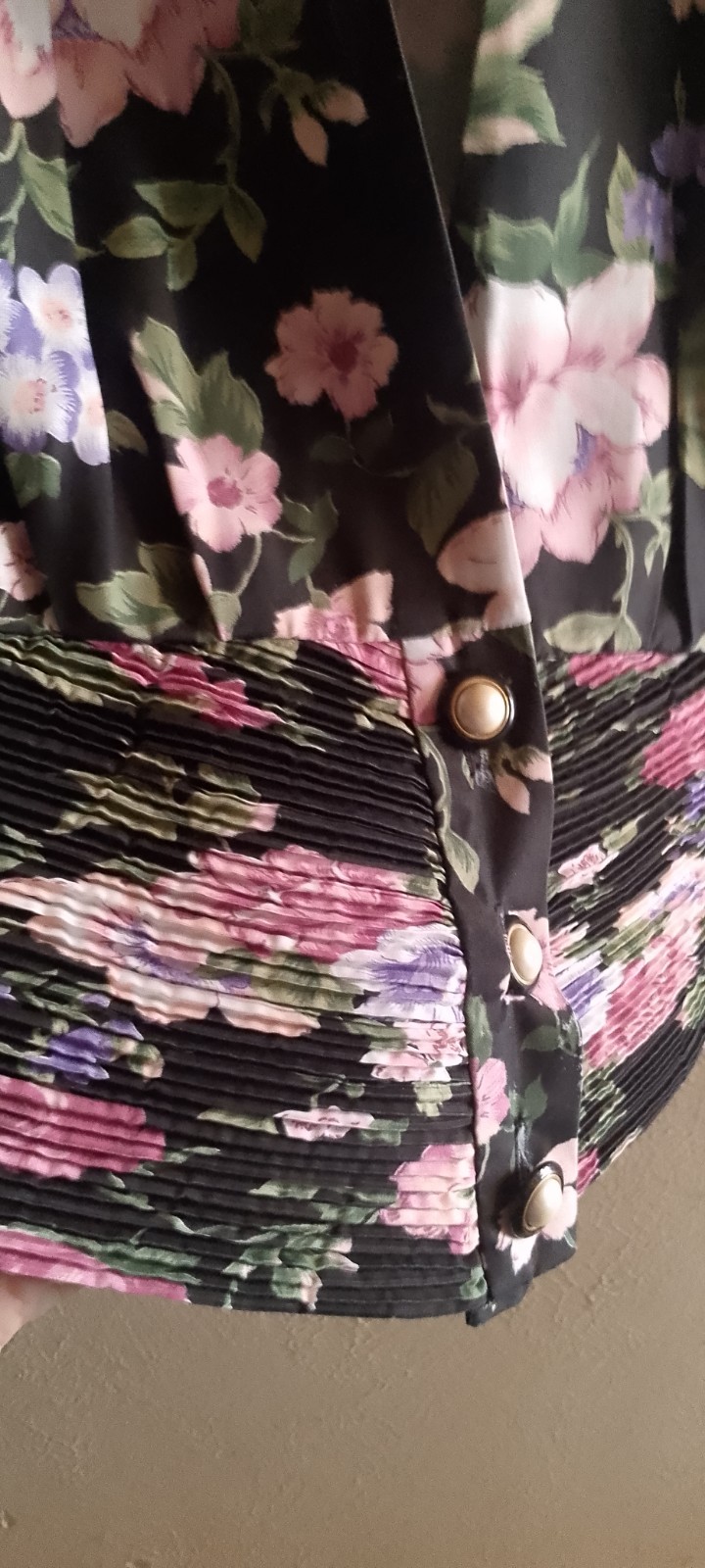Vtg,Damon Petite,Ruched Waist Women’s Blouse/Jacket,Shor Sleeve,Floral,Union Tag