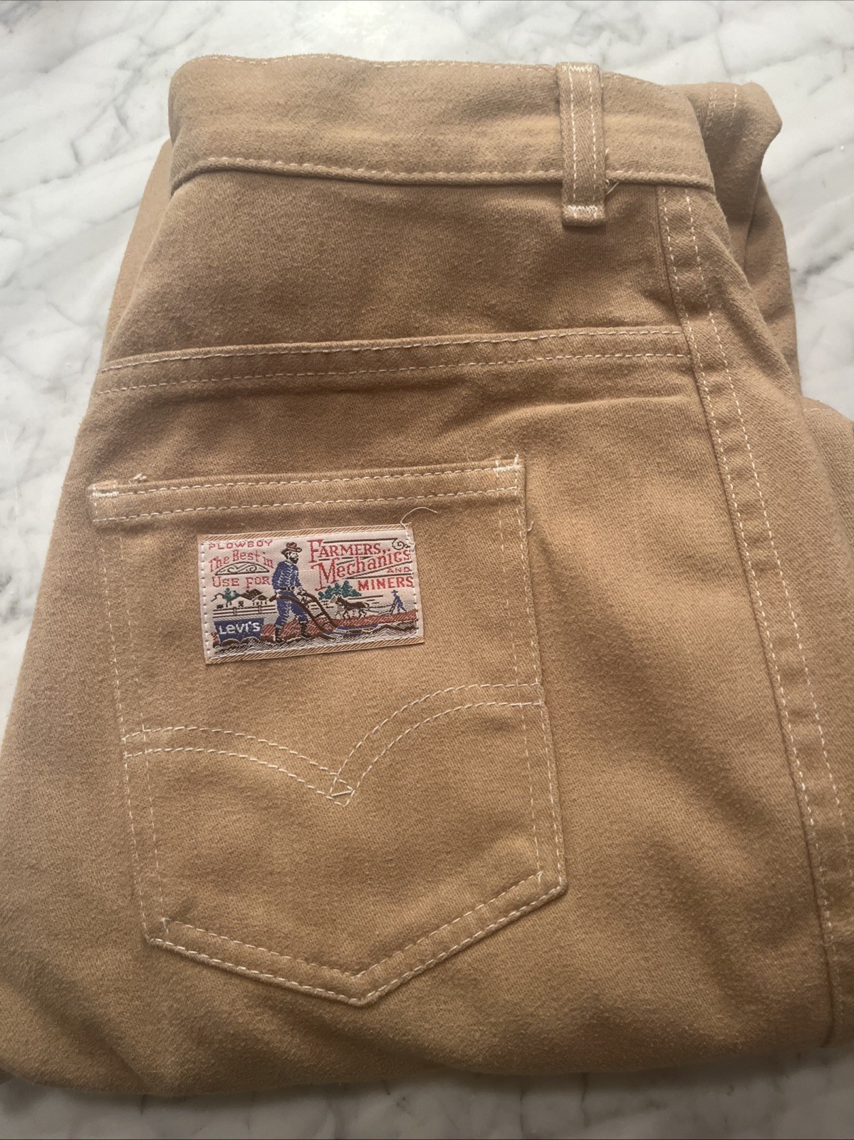 Vintage Levi’s Plowboy Tan Jeans 70s Farmers Mechanics and Miners 30×34 Workwear