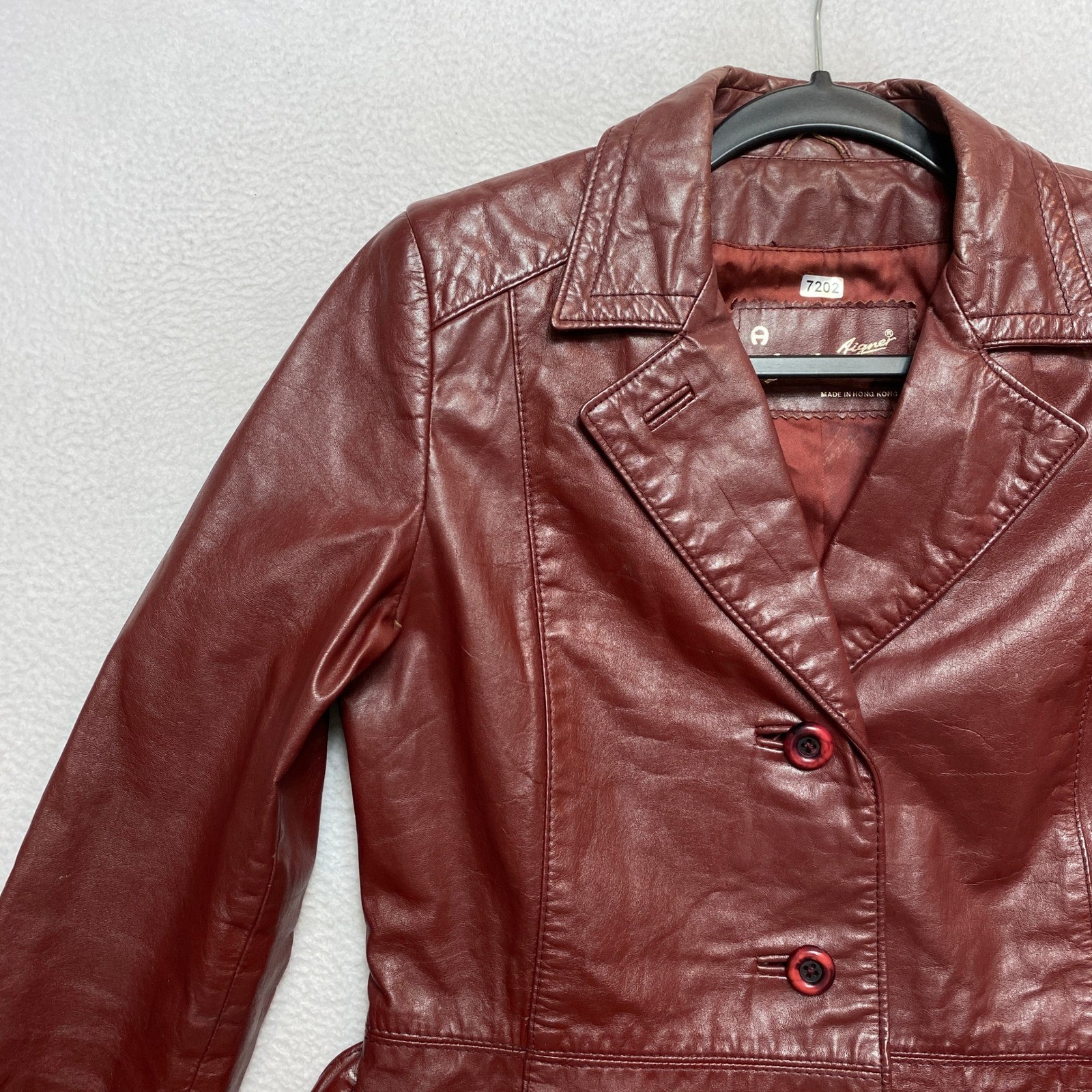 VINTAGE Etienne Aigner Blazer Jacket Womens Medium Red Button Front Belted