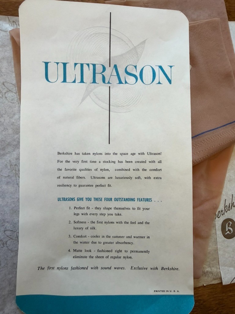 2 Pair Vintage Berkshire Ultrason Flat Knit Nylon Stockings Size 11M/33 NOS