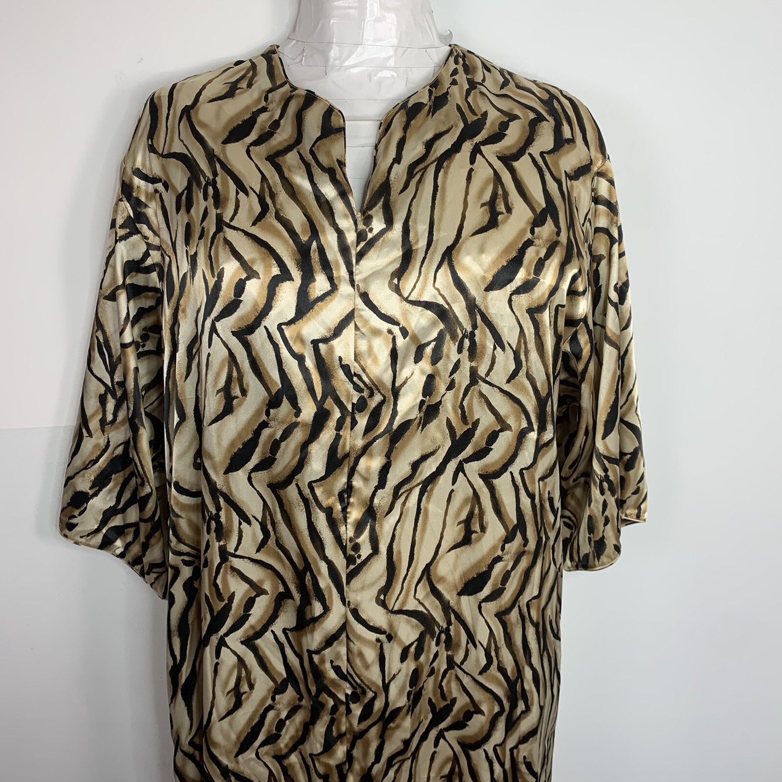Valerie Stevens Animal Print Maxi Dress sz M Caftan Resort Glam VINTAGE BP34