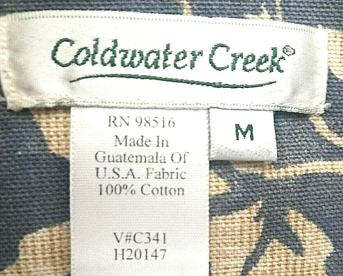 Cottage Vintage Coldwater Creek Jacket Womens M Medium Trucker Cotton Red Floral