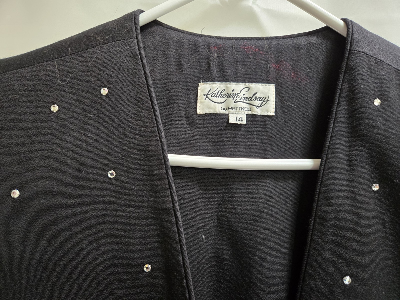 Women’s Vintage Katherine Lindsay By Matthew Black Jacket W/ Rhinestones Size 14