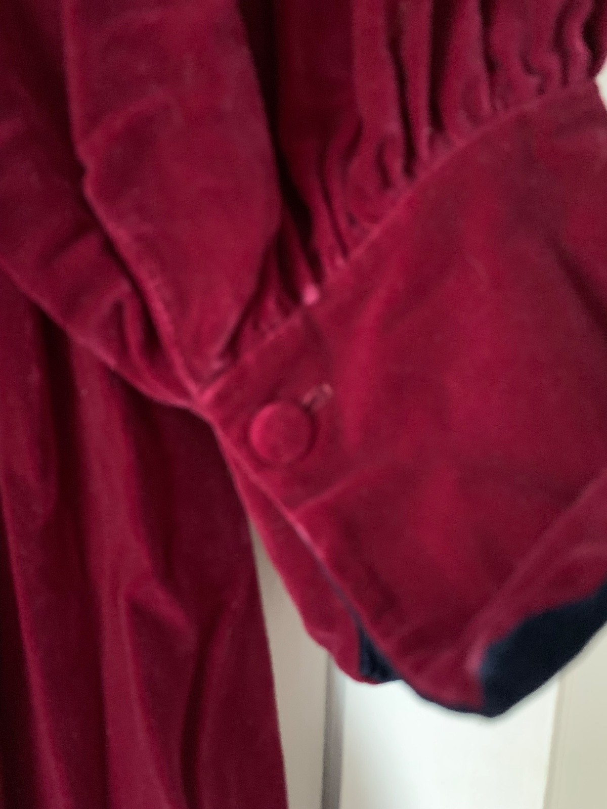 Droopy & Browns Dress Vintage UK Size 14 Burgundy & Navy Velvet Angela Holmes
