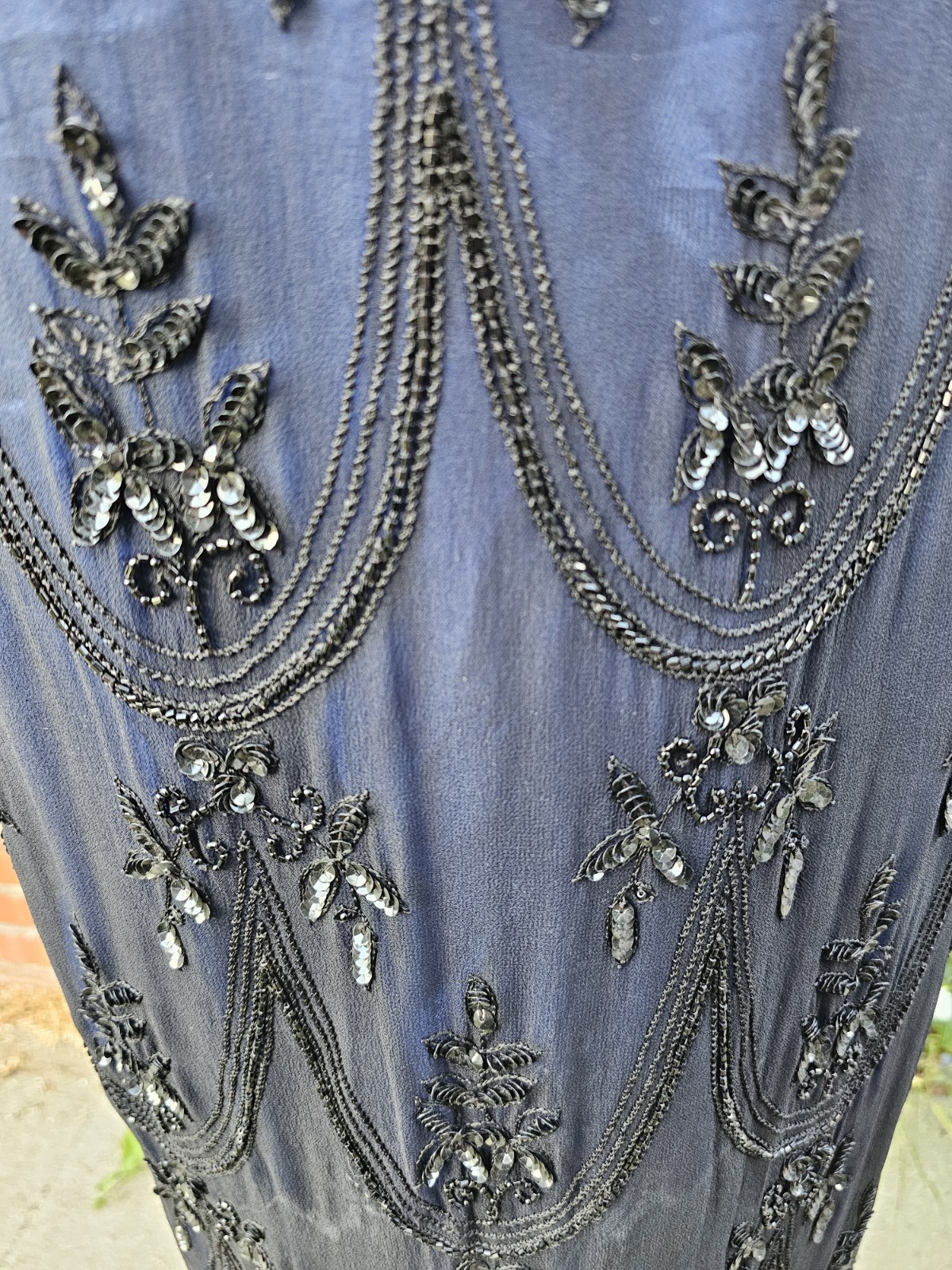 Vintage 1990s SCALA Art Deco Whimsigoth Hand Beaded Formal Evening Prom Gown