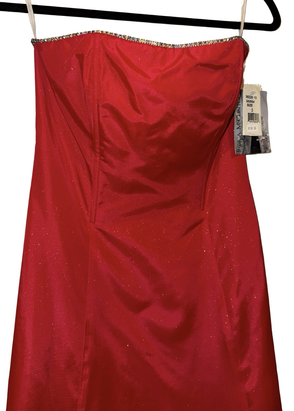 Vintage Y2K Gunne Sax Jessica McClintock A-Line Rhinestone Red Glitter Dress 3