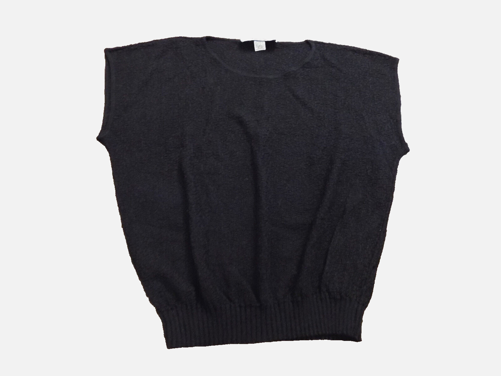Vtg Kate Collins Wide Shoulder Stretch Knit Black USA Top Sz M Elastic waist EUC