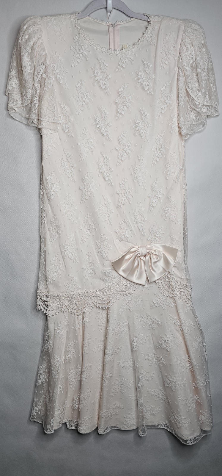 Vtg Women Size 10 Barbara Chodos For Michael Marcella Ltd. Baby Pink Lace Dress