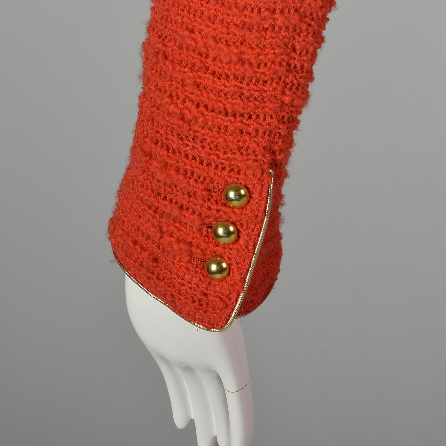 M Beni Salvadori Sara Fredericks 1970s Bright Red Open Knit Skirt Suit 70s VTG
