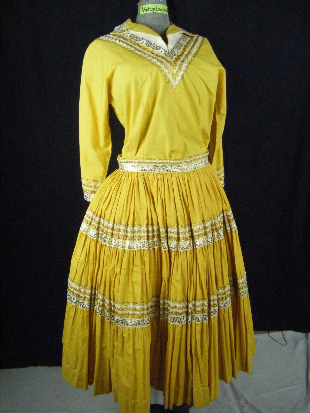 DESERT FLOWER ORGS Vtg 60s Southwestern Patio Top & Skirt-Bust 36/Waist 27