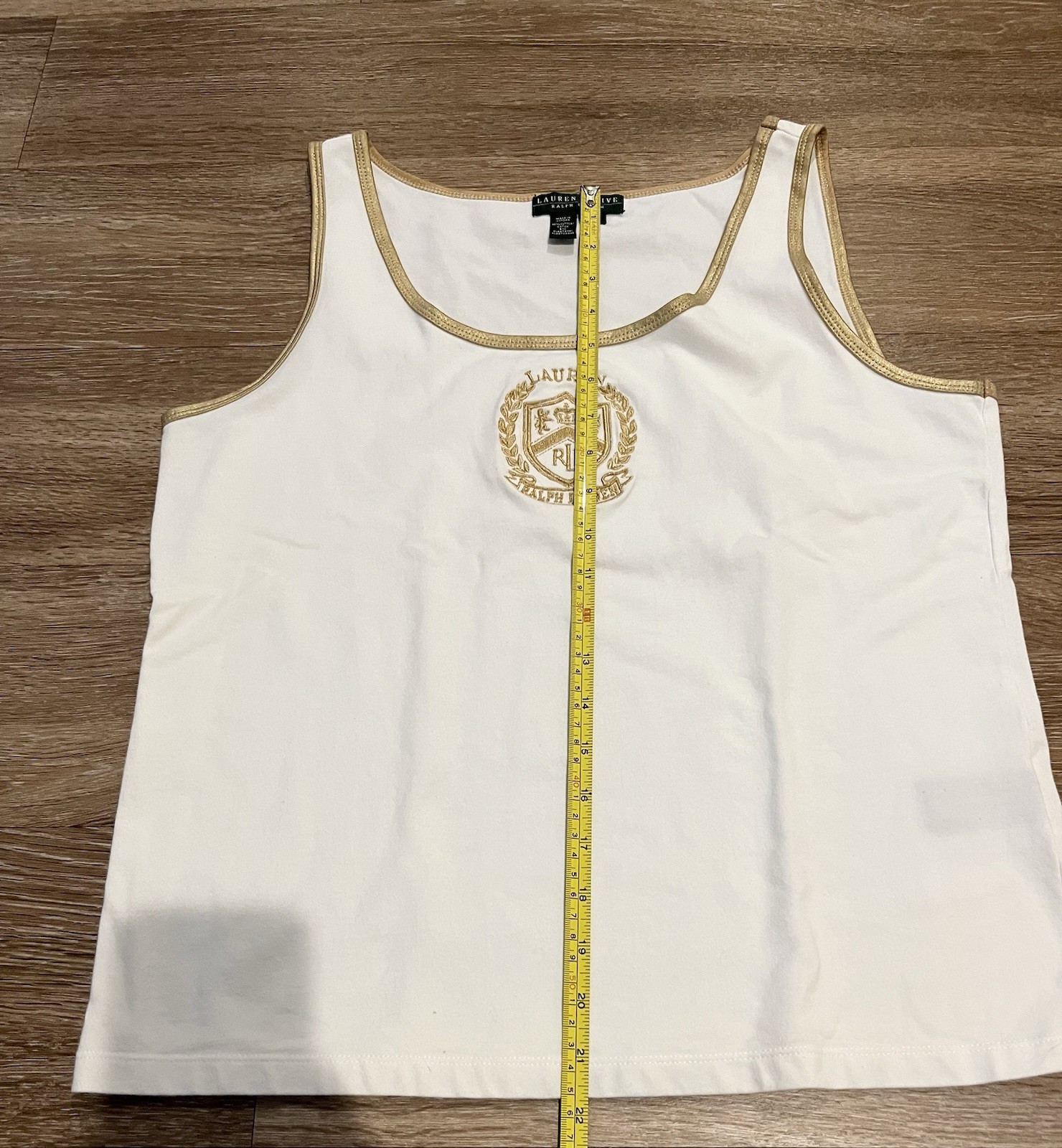 Vintage Ralph Lauren Active Tank Top Large Gold Crest Embroidered Logo Y2K RARE