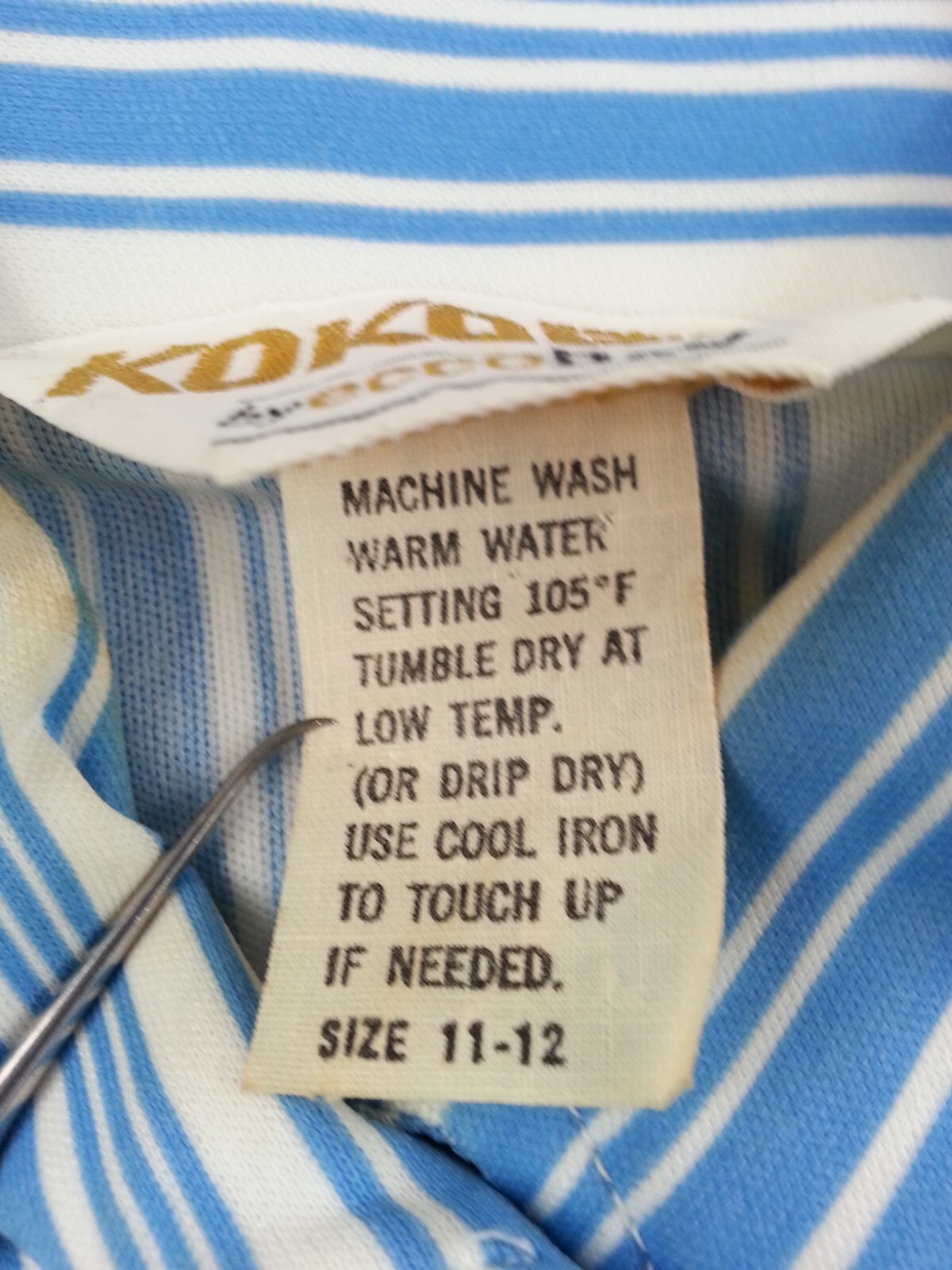 Kokobay By Eccobay Vintage Retro 1970s Sz 11-12 Juniors Ladies Button Down Blue