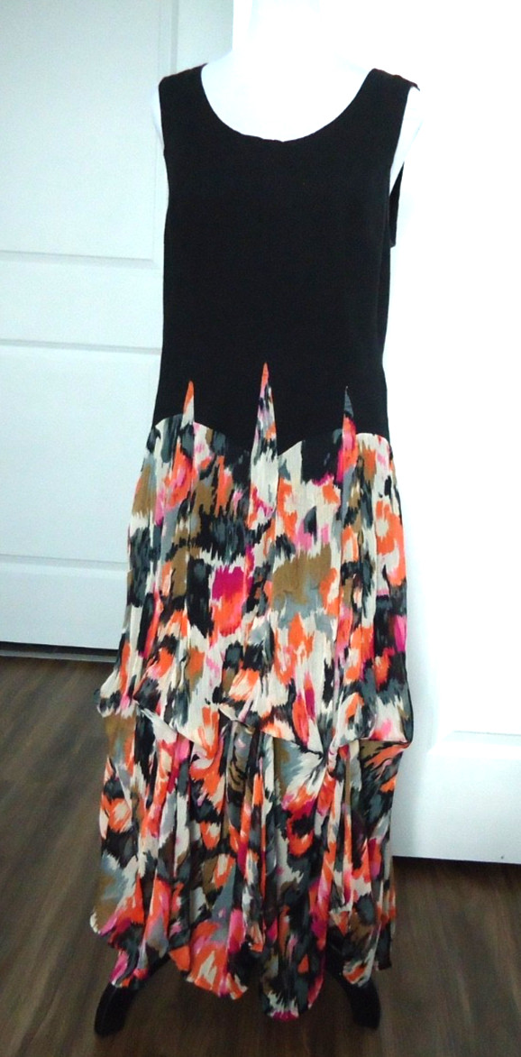 Vtg-90 The Pyramid Collection Sleeveless Cotton Dress Adjustable Skirt Style-M