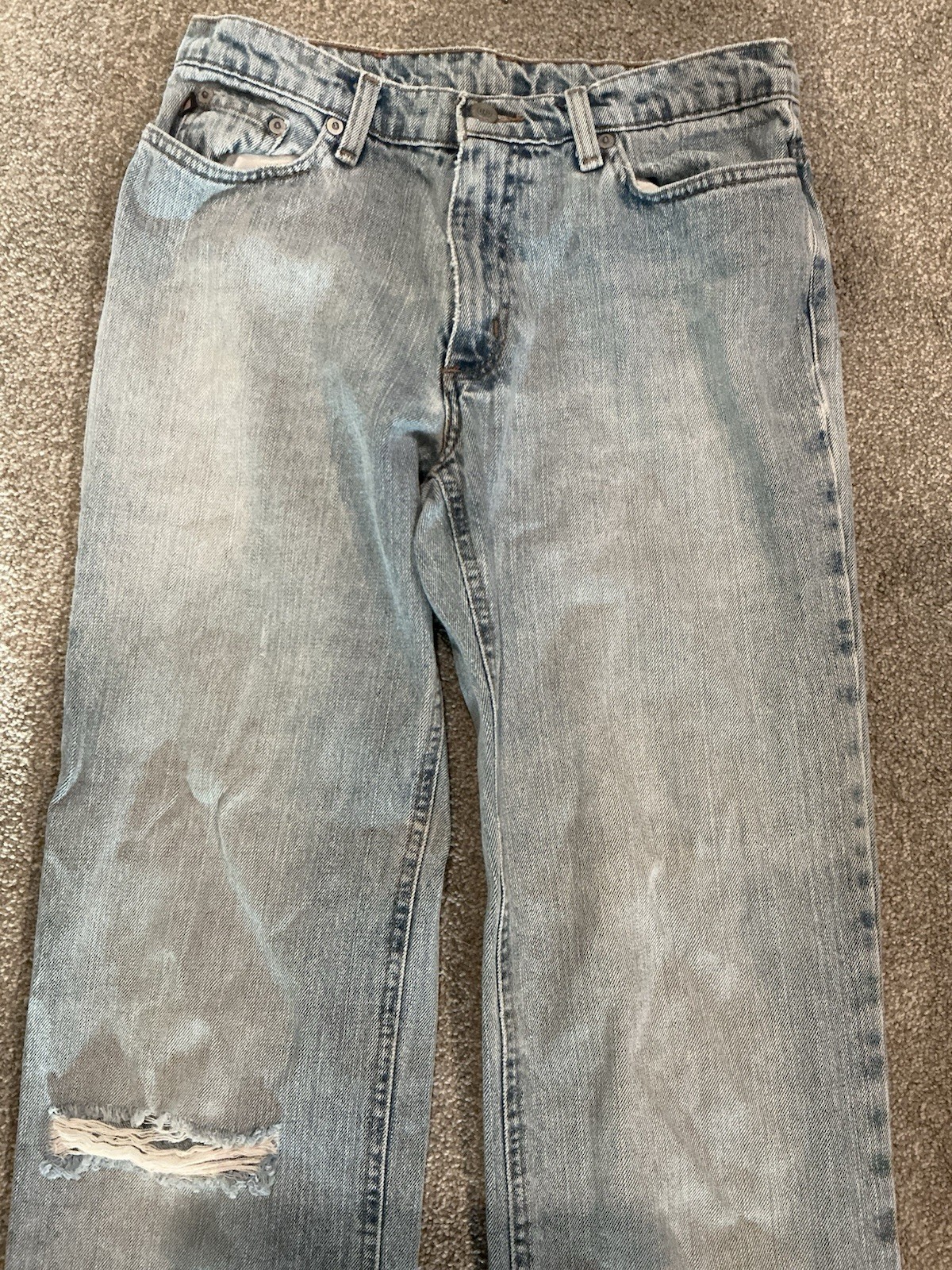 Vintage Polo Jean Co. Distress Saturday Jean 4 X 29 Light Wash Blue Denim