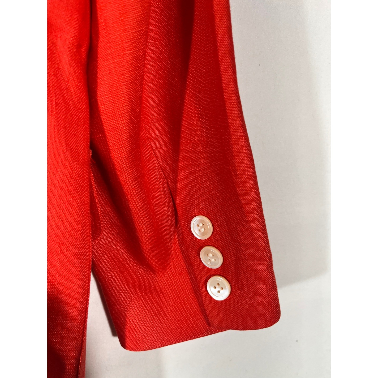 Talbots Linen Suit Set Women 12 Orange Blazer Midi Skirt Vibrant Career Wear