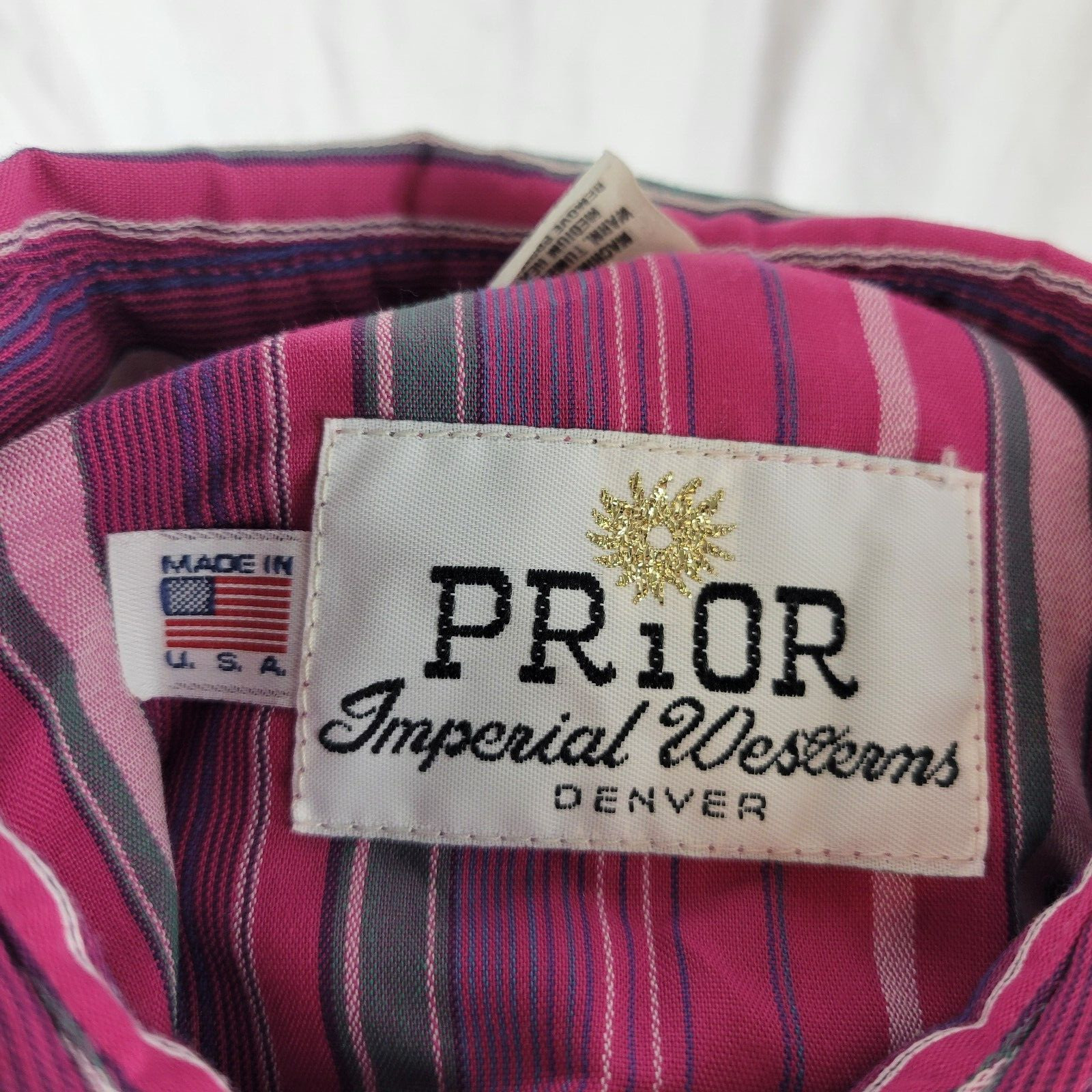 Vintage Pink Stripe Snap Prior Imperial Western Shirt Womens Size 32 Long Sleeve