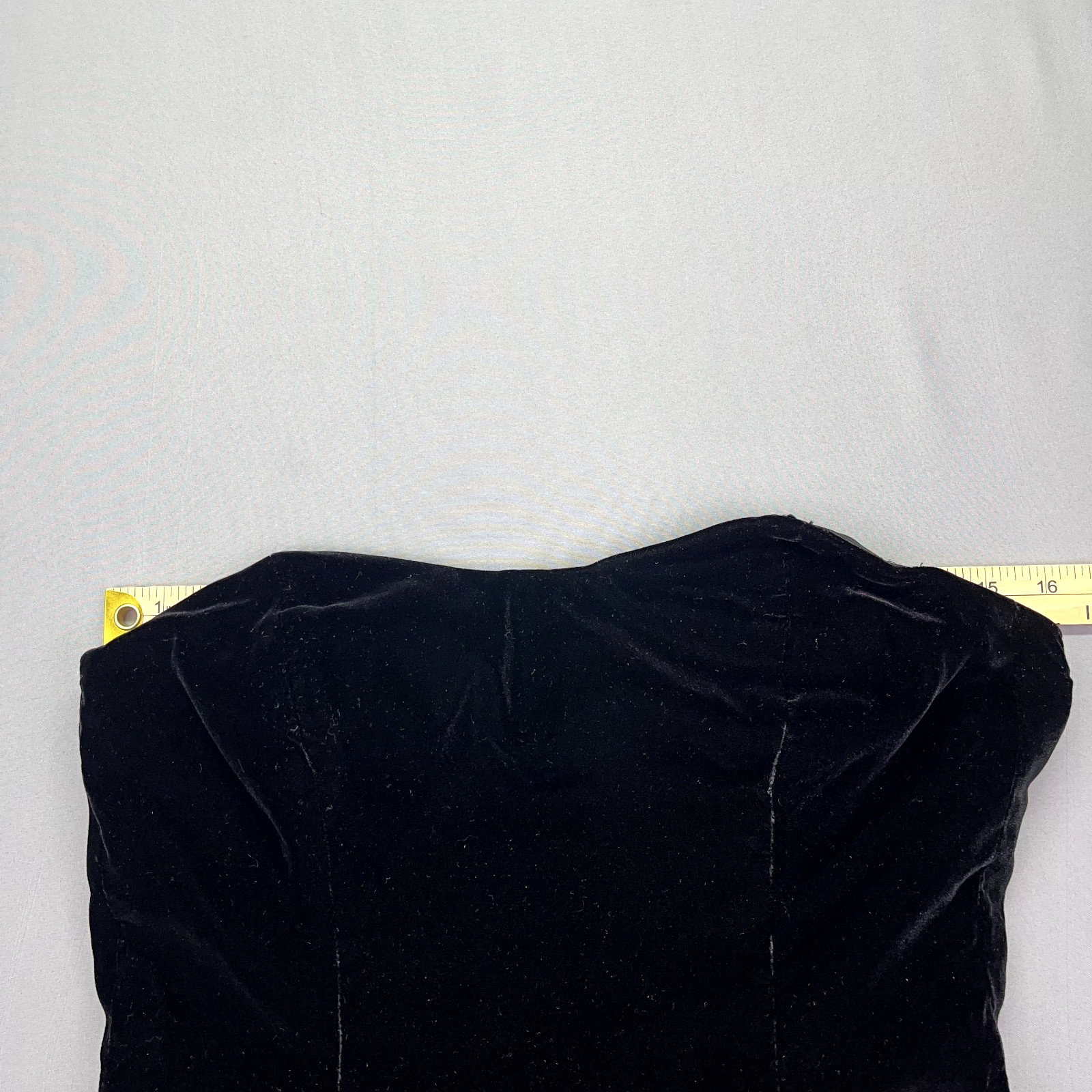 VTG Anthony Norman Black Velvet Strapless Dress Cottagecore Whimsygoth Sz M/L