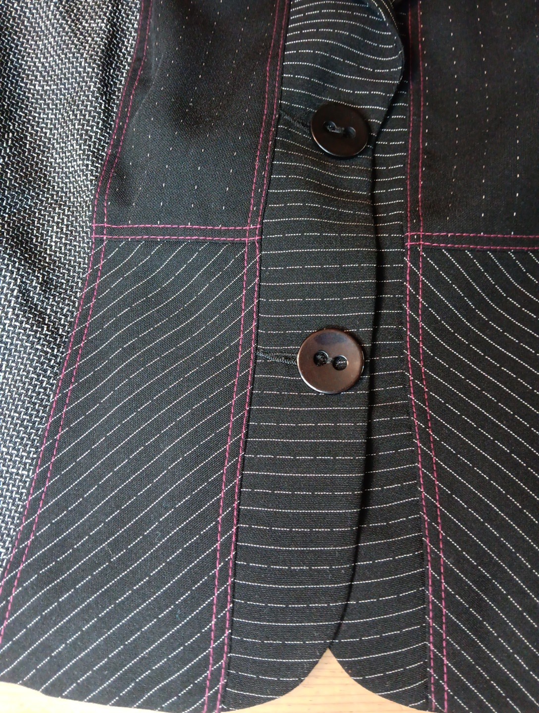 VTG Lana Lee Womens 10 Jacket Cropped Retro Black Gray Artsy Pinstripe Indie