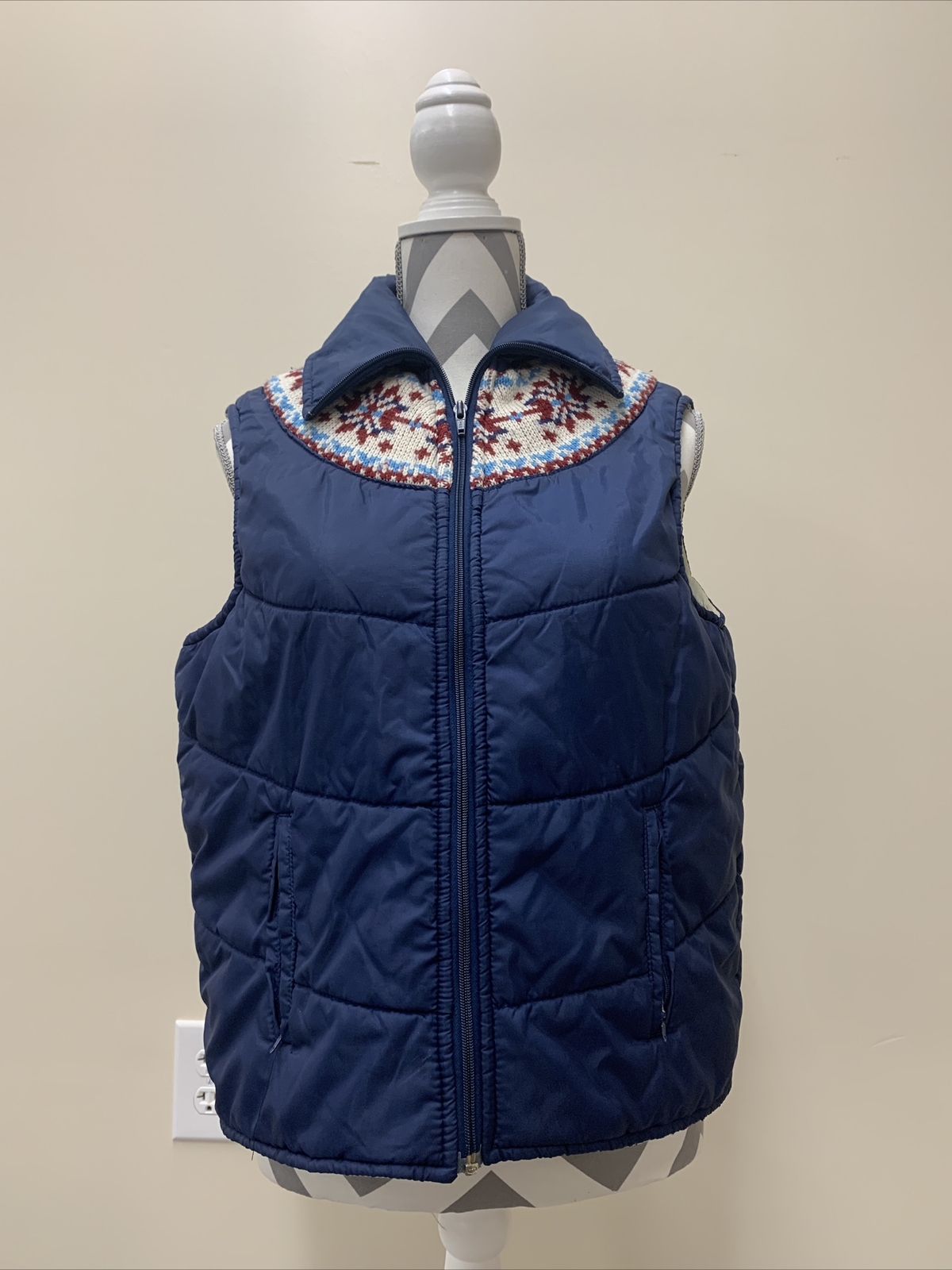 Vintage Andy Johns International Women’s Winter Vest Ski Size Medium Navy FS
