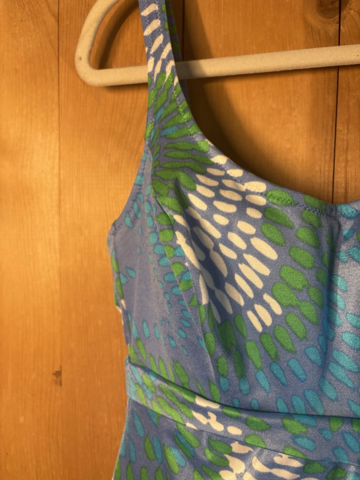 VTG 60s DeWeese Design Mini Swimdress Blue Floral Built In Bra Bust 36” Read