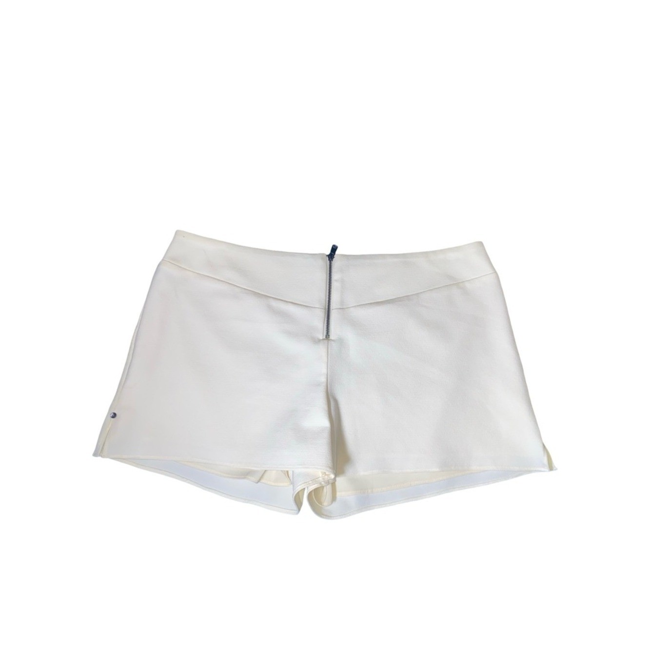 Haute Hippie White Front-Zip Mini Shorts with Side Vents – Size 4
