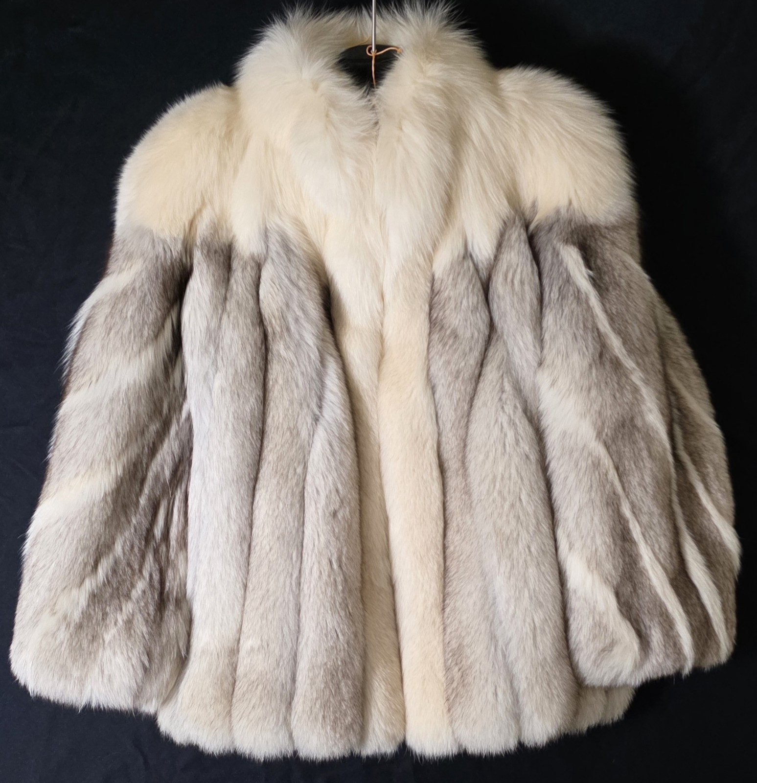Vintage 1980s Saga Fox Fur Coat Women, Medium, Authentic Blue Fox Fur.
