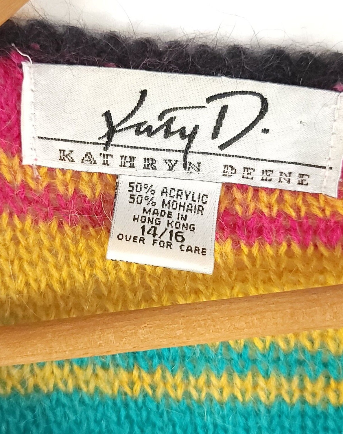Vtg Katy D Sweater Women’s 14/16 Multicolor Stripes Mohair Blend Kathryn Deene