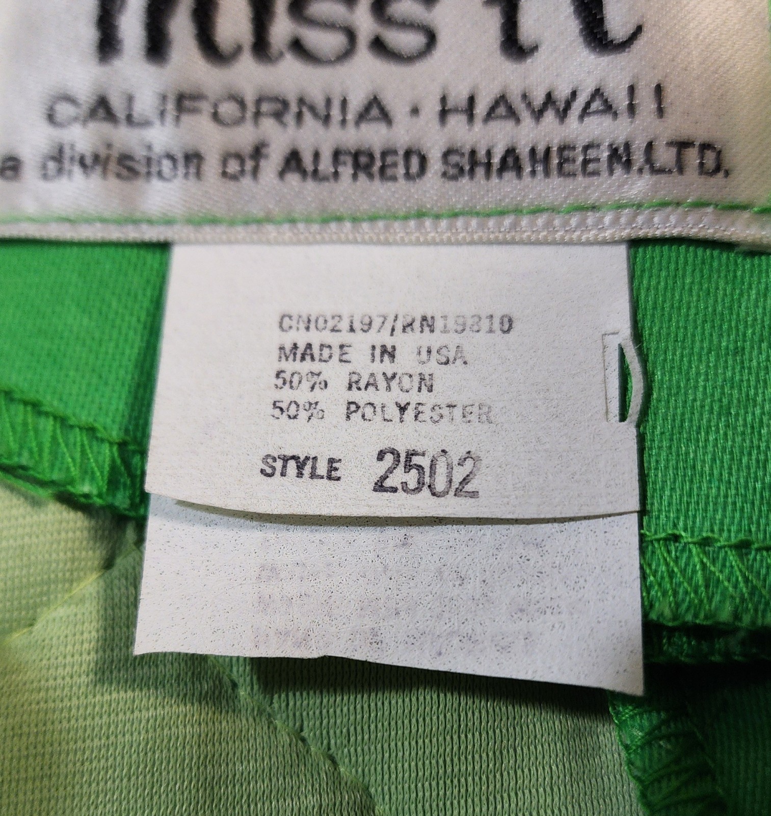 Vintage Miss K by Alfred Shaheen Green Quilted Mandarin Collar Maxi Dress