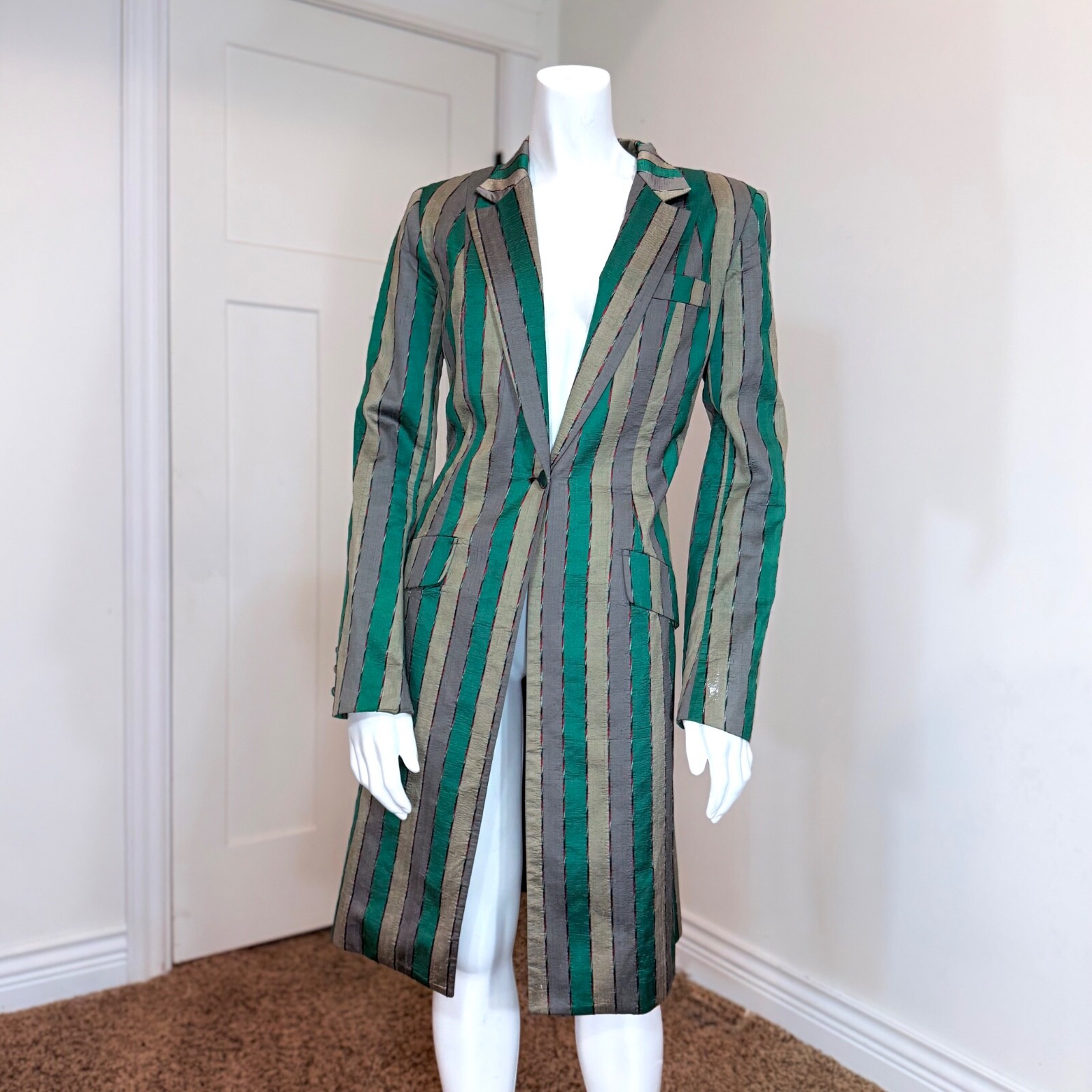 Vintage 80’s SILK STRIPED RIDING JACKET M Coat Equestrian Costume Event Costume