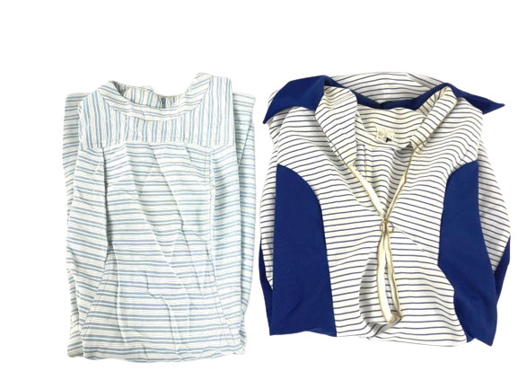 Lot of 2 Vtg 60s Striped Dresses Women’s Sz 12 NPC Fashions Zipper Flaw Blue