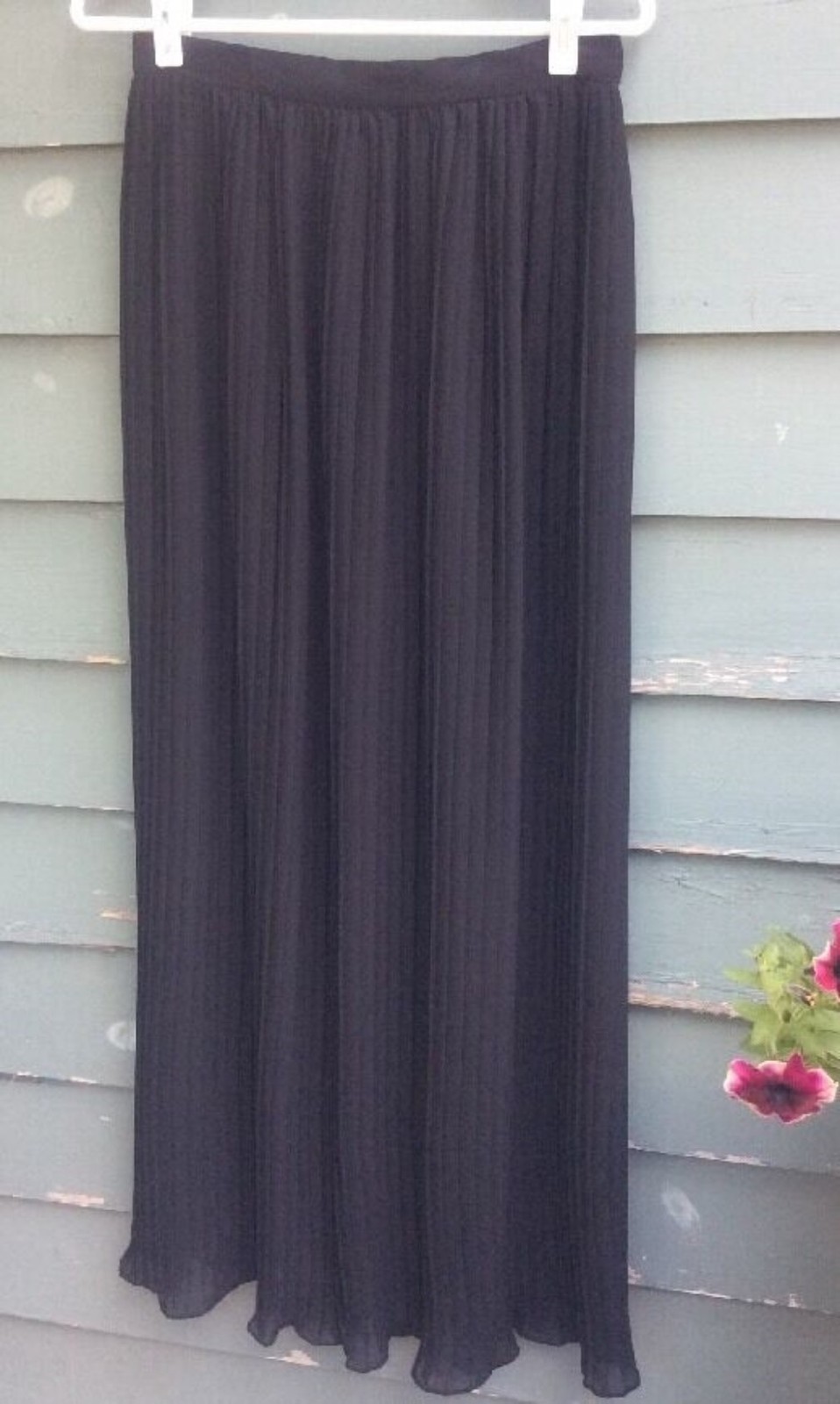 Vintage Malbe Maxi Skirt Women’s 12 Black Pleated Victorian Sheer Goth Chiffon