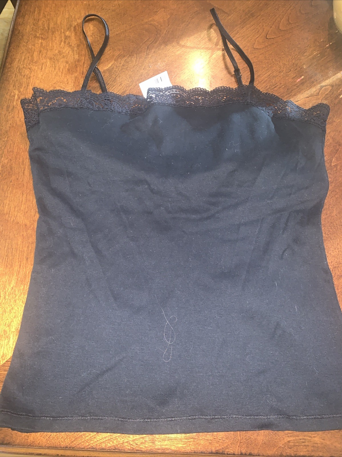 Y2K Vtg NWT Victoria’s Secret Camisole Tank Top Black Cotton Stretch M Heart