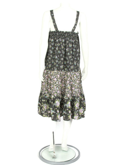 Vintage 1980s Cottagecore Calico Floral Prairie Nap Dress Purple Black Tank sz L