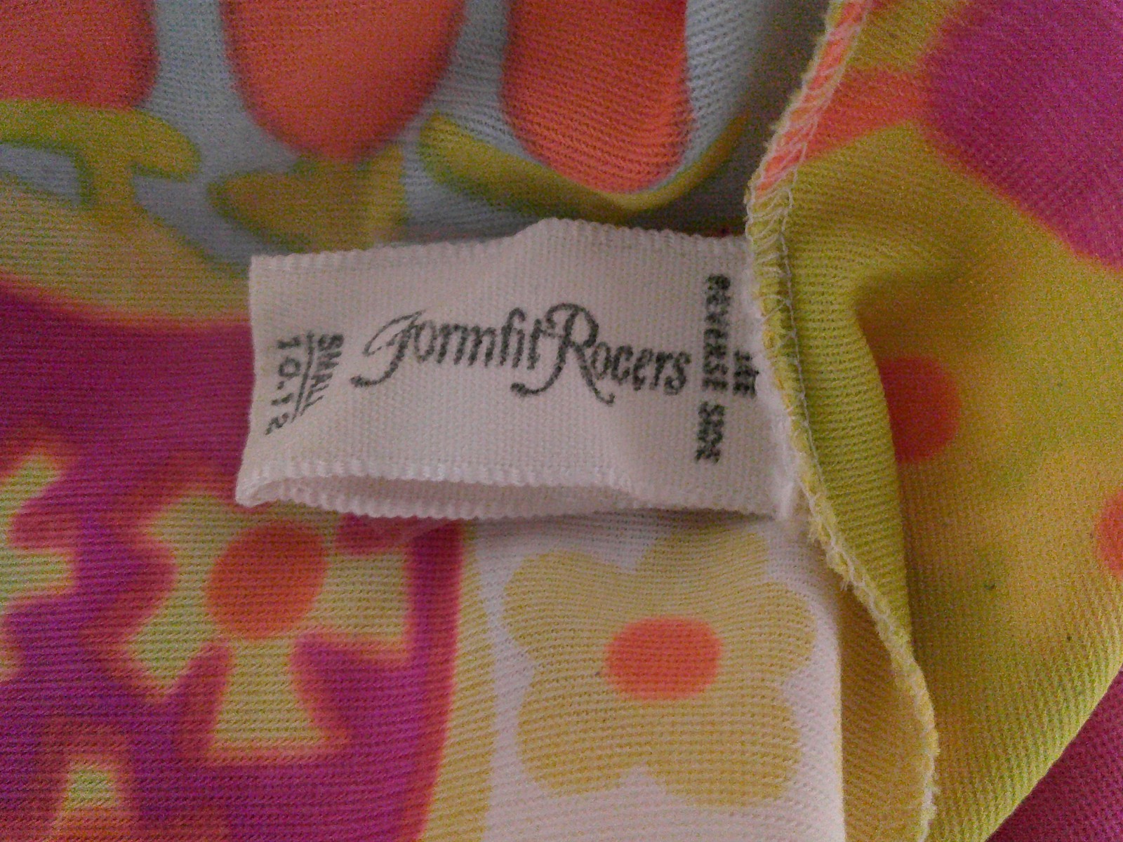 Vtg 60’s MOD Formfit Rogers Silky Slinky Nylon Keyhole Nightgown POP ART Print S