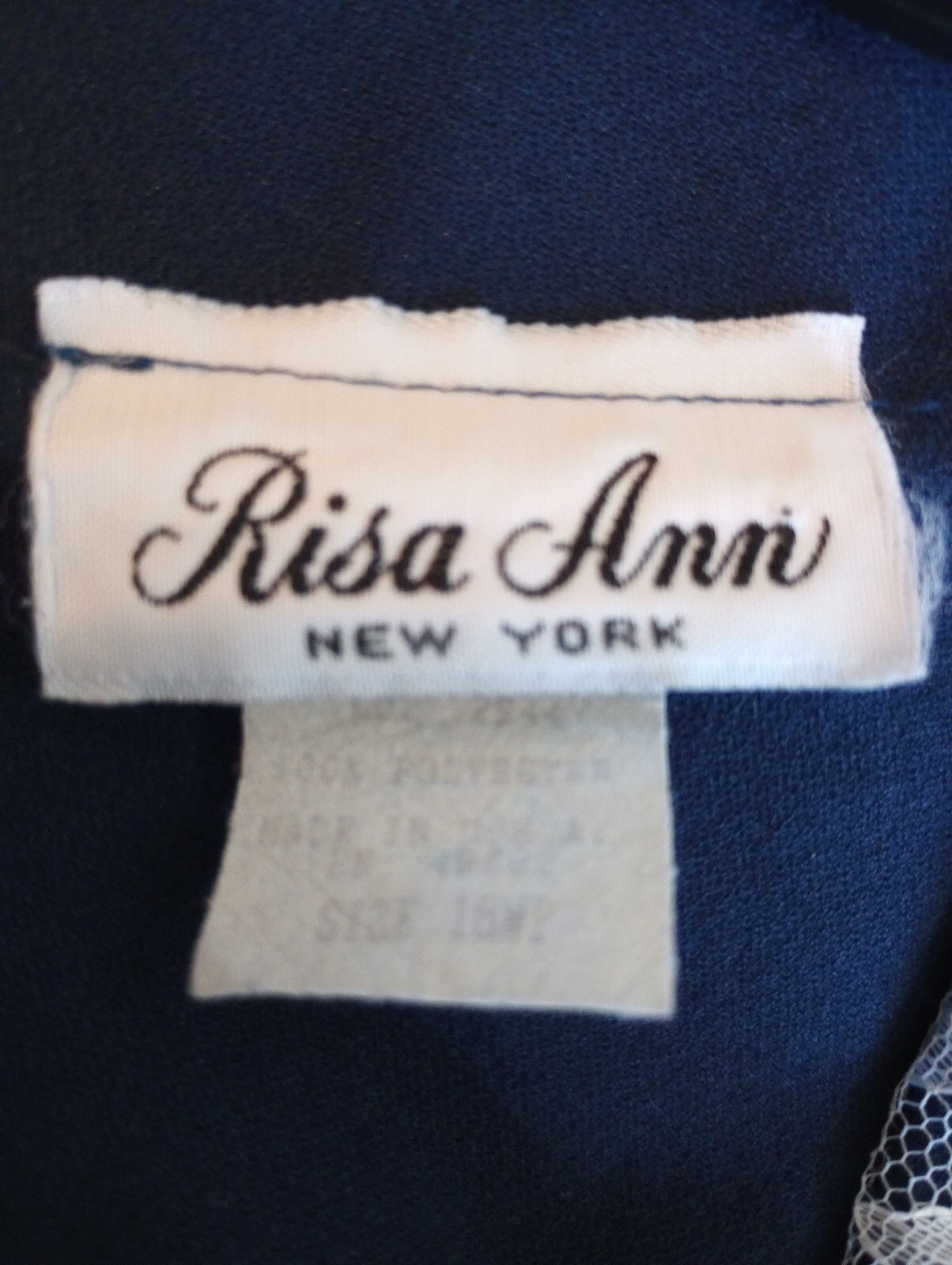 Retro 80s Navy Maxi Lace collar Prairie granny Chic Vintage Secretary dress VTG