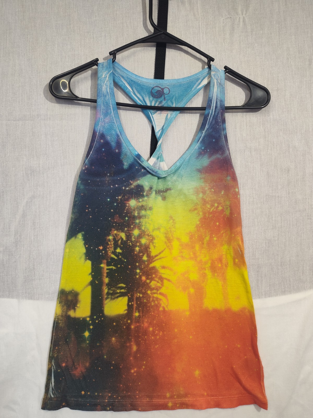 Ocean Pacific Vintage 90 (OP) Tank Junior Size 3-5 Tie-dye Sunset With Palm Tree